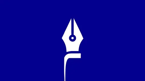 Pen tool animation on blue background Stock Footage 327761763