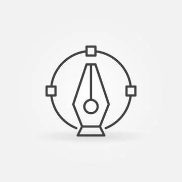 Pen tool with circle curve vector icon in line style Stock Illustration