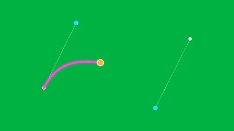 Pen Tool Drawing Bezier Path With Handles Green Screen Loop Stock Footage 342100089