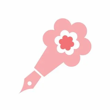 Pen tool flower shape for write love letter logo and vector icon Illustrazione stock