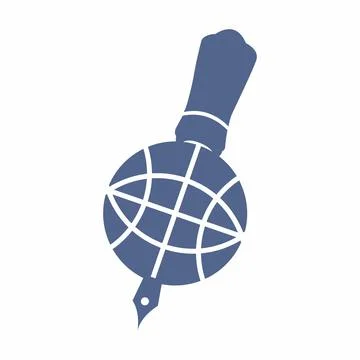 Pen tool freehand write global news letter logo and vector icon Stock Illustration