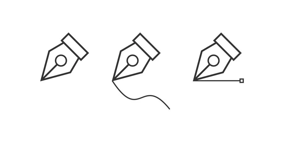 Pen tool icon. Computer pen illustration symbol. Sign curve control points .. Stock Illustration