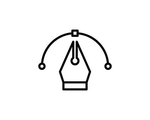 Pen tool icon - vector bezier curve with pen linear sign or logo element Illustrazione stock
