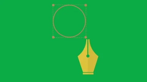 Pen tool nib animating a circular path on green screen for graphic design concep Stock Footage 332151341
