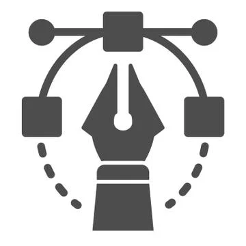 Pen tool solid icon. Bezier vector illustration isolated on white. Design tools Illustrazione stock