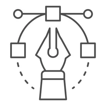 Pen tool thin line icon. Bezier vector illustration isolated on white. Design Stock Illustration