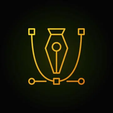 Pen tool yellow icon. Vector graphics design symbol Ilustración de archivo