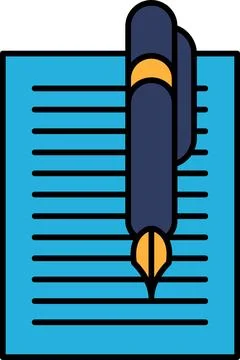 A pen is on top of a sheet of paper Stock Illustration