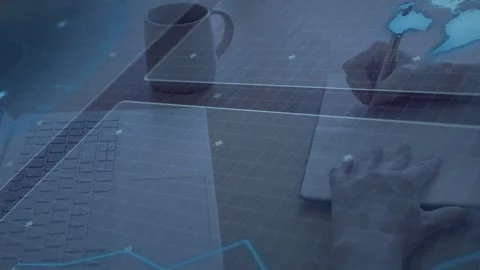 Pen touching pad causing HUD shift, right hand writing notes while left bracing Stock Footage 335255328