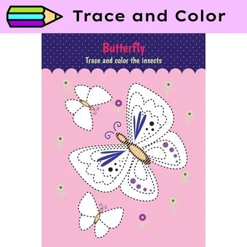 Pen tracing lines activity worksheet for children. Pencil control for kids Stock Illustration