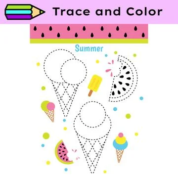 Pen tracing lines activity worksheet for children. Pencil control for kids Stock Illustration