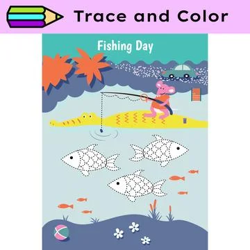 Pen tracing lines activity worksheet for children. Pencil control for kids Stock Illustration