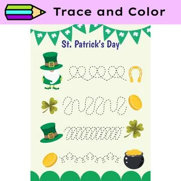 Pen tracing lines activity worksheet for children. Pencil control for kids Stock Illustration