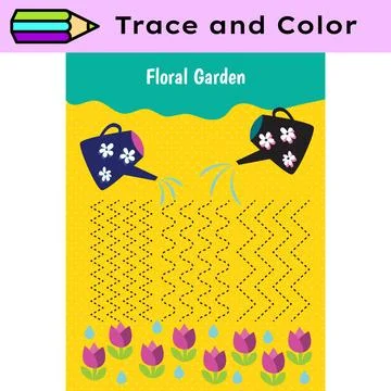 Pen tracing lines activity worksheet for children. Pencil control for kids Stock Illustration