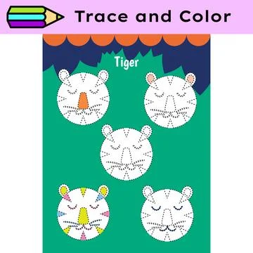 Pen tracing lines activity worksheet for children. Pencil control for kids Stock Illustration