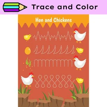 Pen tracing lines activity worksheet for children. Pencil control for kids Stock Illustration