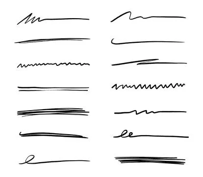 Pen underline line stroke, marker scribble. Hand drawn mark, brush drawn curve Illustrazione stock