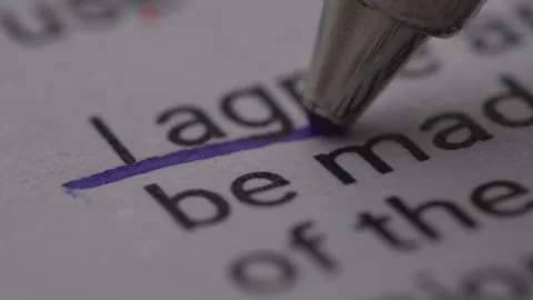 Pen Underlining phrase 'I Agree' on Document. Stock Footage 267382564