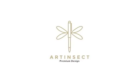 Pen with wings insect lines logo symbol vector icon graphic design illustrati Stock Illustration