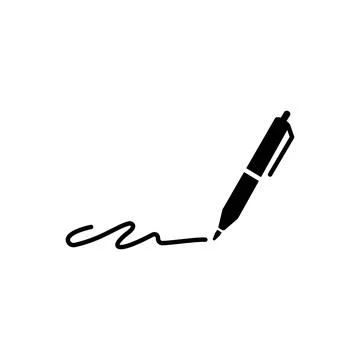 Pen, write icon. Simple solid style. Signature pen, paper, ink, sign, penci.. Stock Illustration