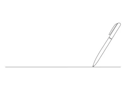 Pen write, one continuous line drawing. Writing thin stroke. Minimalism simple Illustrazione stock