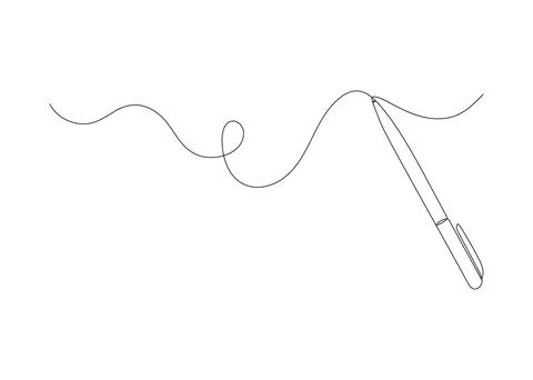 Pen write, one continuous line drawing. Writing wave thin stroke. Minimalism Stock Illustration