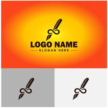 Pen write pencil logo icon vector for business brand app icon School Educat.. Stock Illustration