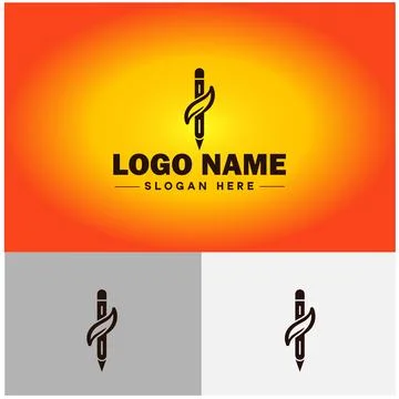 Pen write pencil logo icon vector for business brand app icon School Educat.. Stock Illustration