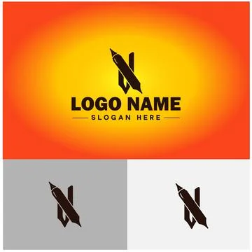 Pen write pencil logo icon vector for business brand app icon School Educat.. Stock Illustration