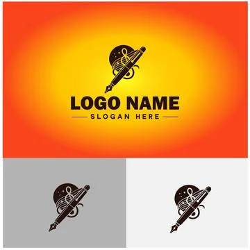 Pen write pencil logo icon vector for business brand app icon School Educat.. Stock Illustration