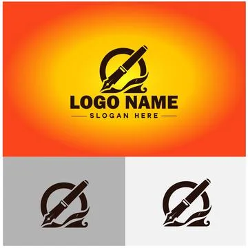 Pen write pencil logo icon vector for business brand app icon School Educat.. Stock Illustration