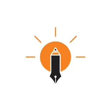 Pen writer light bulb idea decor vector Stock Illustration