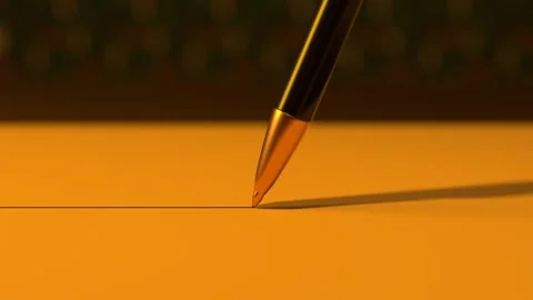 A pen writes on the empty paper 3D 4K animation with copy space for any text Stock Footage 247118030