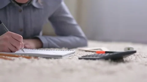 Pen writes a letter on paper. Closeup. Shallow depth of field Stock Footage 69211331
