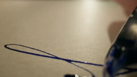 Pen Writes On Paper In Blue Ink. Close. Someone Writes Very Fast. 스톡 동영상 154856751
