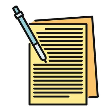 Pen writing document, taking notes on paper Illustrazione stock