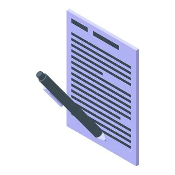 Pen writing on document, writing tool on paper, business editing icon Illustrazione stock