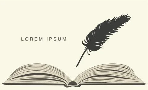 Pen for writing with an open book Stock Illustration