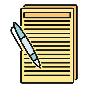 Pen writing on paper creating notes and documents Illustrazione stock