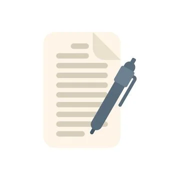 Pen writing on paper document with lines representing text Stock Illustration