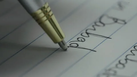 Pen writing on paper Stock Footage 340844629