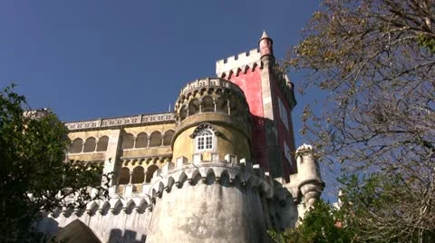 Pena Palace from low angle Stock Footage 20481224