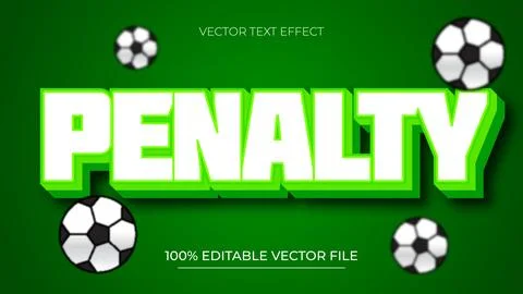 Penalty 3d editable text effect with green and white color Illustrazione stock