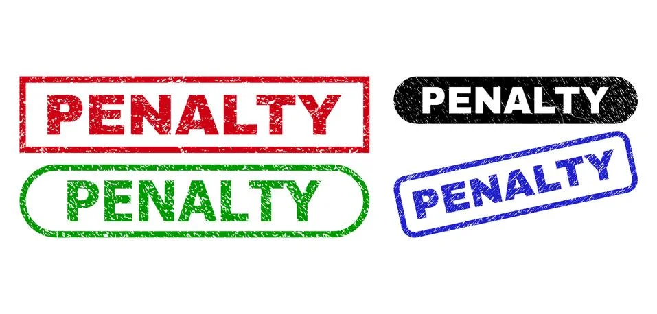 PENALTY Rectangle Stamp Seals Using Corroded Surface Illustrazione stock