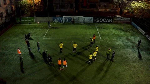 Penalty shot captured from drone. Stock Footage 120012410