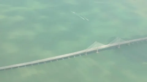 Penang Bridge from ariel view Stock Footage 64724894