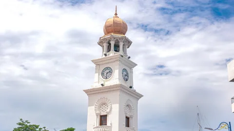 Penang Clock Tower Hyperlapse in Malaysia Stock Footage 343156300
