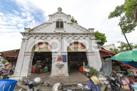 Penang, George Town, busy wet market Stock Photos