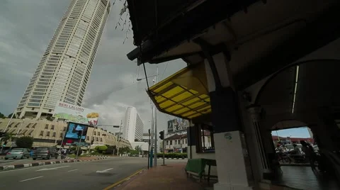 Penang Road Intersection Near Komtar Tower Stock Footage 48137874