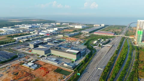 Penang Second Bridge Semiconductor Corridor Aerial - Batu Kawan Industrial 4K 動画素材 331976536